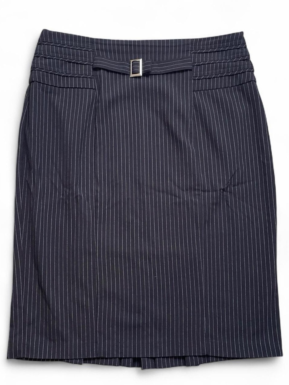 XOXO Pinstripe Skirt with Belt Detail in Black/White